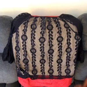 🛑EUC-Hannah Black Lace Crochet Blouse Size